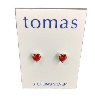 Tomas Crystal Heart Studs Red SS