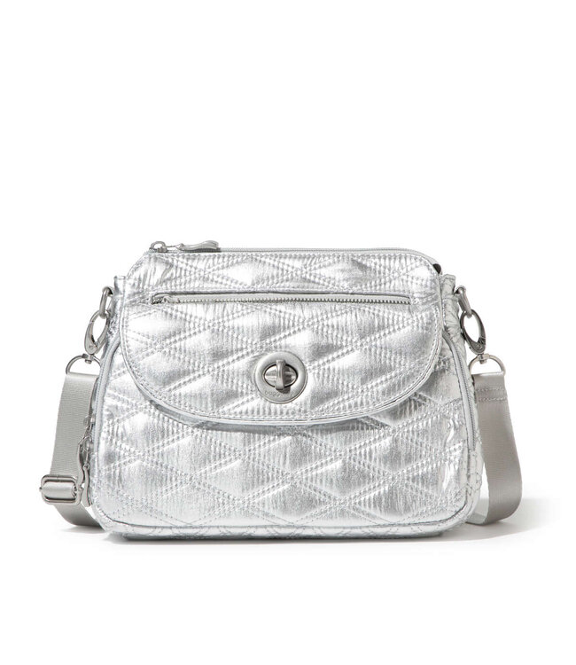 Baggallini Calais Crossbody Bag by Baggallini Silver Metallic Quilt