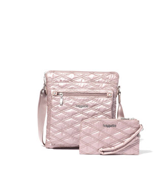 Baggallini Go Bagg with RFID Wristlet Rose Metallic Quilt