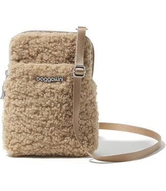 Baggallini Take Two RFID Bryant Crossbody by Baggallini TAUPE FAUX SHEARLING