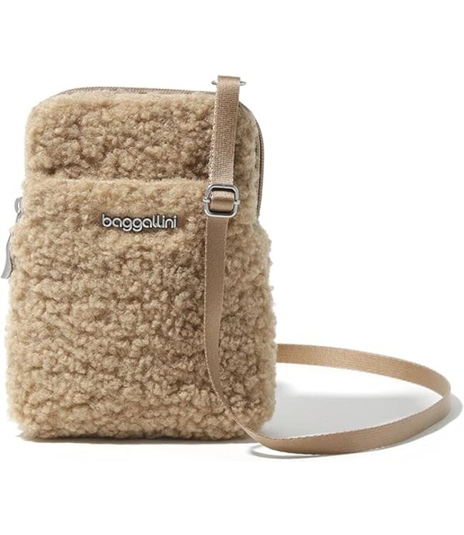 Baggallini Take Two RFID Bryant Crossbody by Baggallini TAUPE FAUX SHEARLING