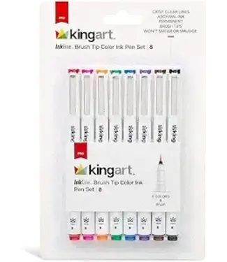 Kingart 8 PC INKLINE FINE LINE COLOR INK PEN SET MIXED