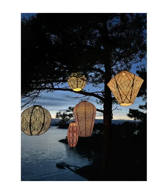 Oval 40CM  Paisley Lantern Green Lumiz LED Light With Remote Control