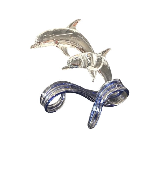 Glass Baron Double Dolphins Blue Wave