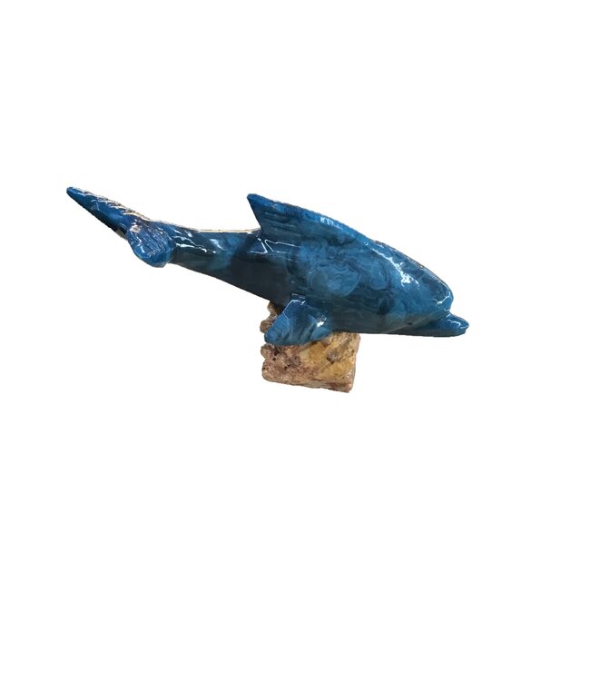 SS Handcrafted Art LLC Marble Dolphin Colored 6Inch