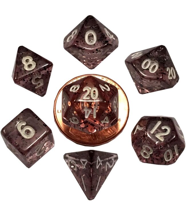 Metallic Dice Games 10mm Mini Dice Acrylic Polyhedral Set Ethereal Black With White Numbers