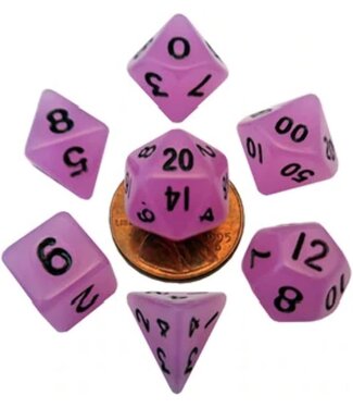 Metallic Dice Games 10mm Mini Dice Acrylic Polyhedral Set Glow Purple With Black Numbers