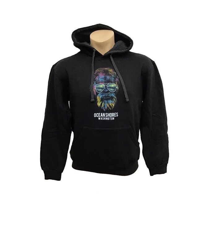 Lone Rock Clothing Hooded Pullover Sweatshirt Neon Grunge Bigfoot