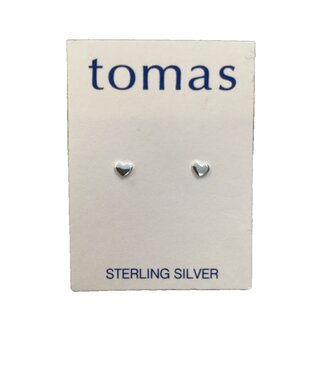 Tomas Flat Heart Studs Sterling Silver