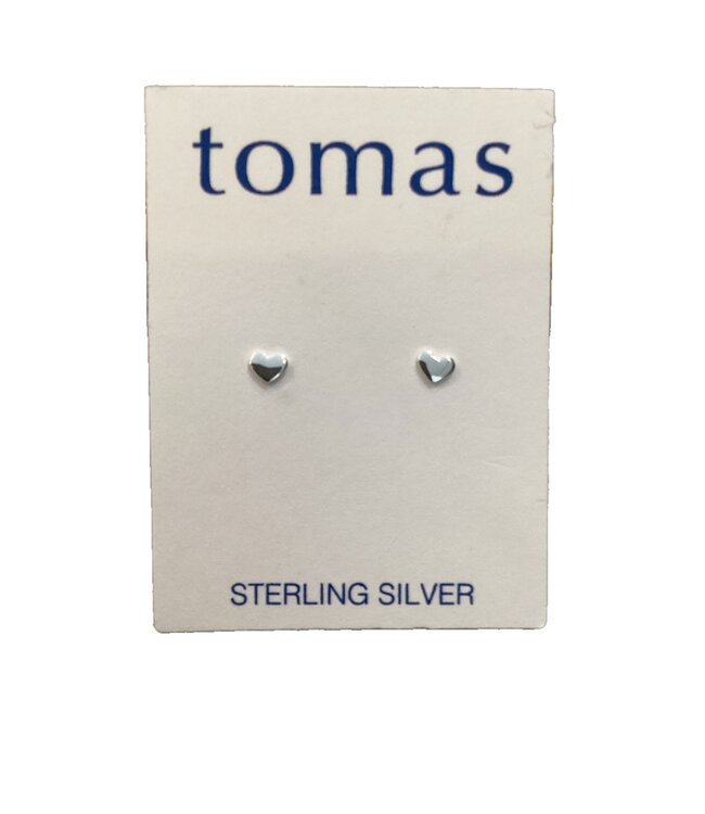 Tomas Flat Heart Studs Sterling Silver