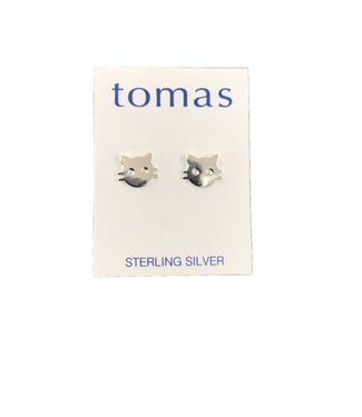 Tomas Cat Face Studs Sterling Silver