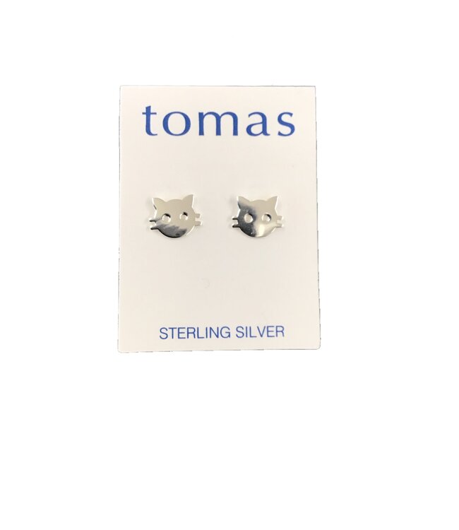Tomas Cat Face Studs Sterling Silver