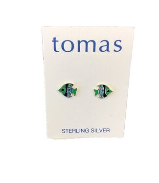Tomas Crystal Angelfish Studs Green-Blue Sterling Silver Enamel