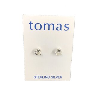 Tomas Crystal Heart Studs Clear Sterling Silver