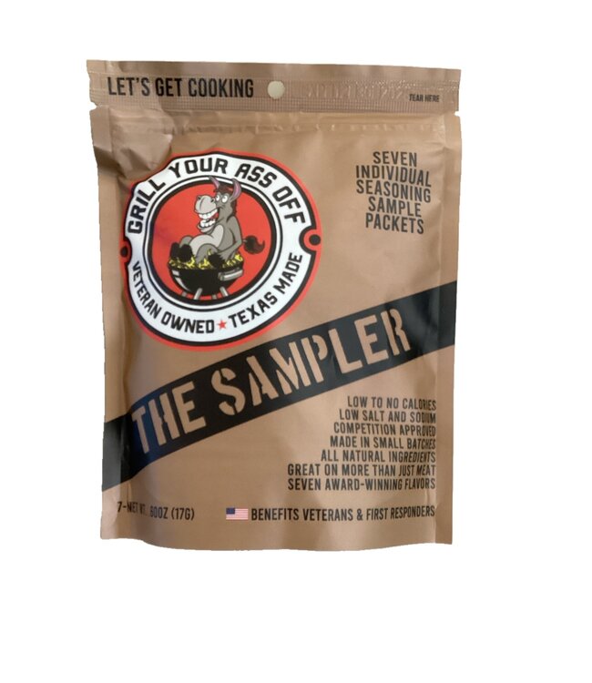 Grill Your Ass Off THE SAMPLER Seven Individual Seasoning Sample Packets