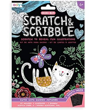 Ooly MINI SCRATCH & SCRIBBLE ART KIT: CUTIE CATS