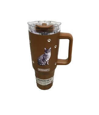 E&S Imports Cat Yellow Tabby 40oz Tumbler With Handle
