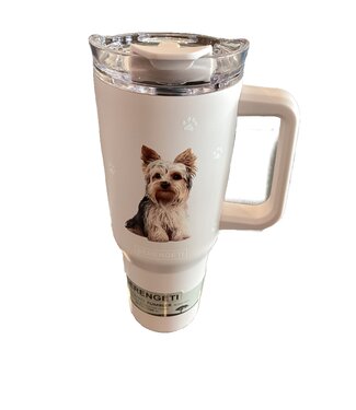 E&S Imports Yorkie 40oz Tumbler With Handle