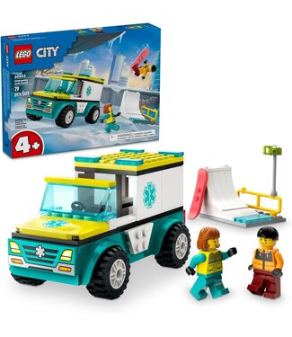 Lego (Toyhouse LLC) Emergency Ambulance and Snowboarder 79pc