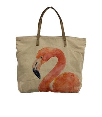Cottn Curls Flamingo Printed Tote Bag