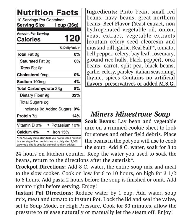 Rills Speciality Miners Minestrone Soup Family Size