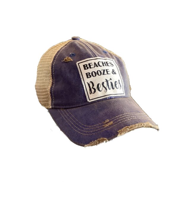 Landmark Products Royal Blue Distressed Mesh Back Cap Beaches Booze And Besties