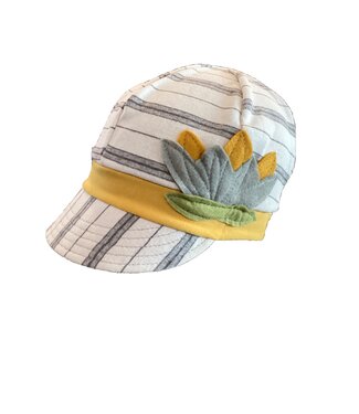 Flipside Hats Organic Weekender White With Grey Horizontal Stripe Mustard Band