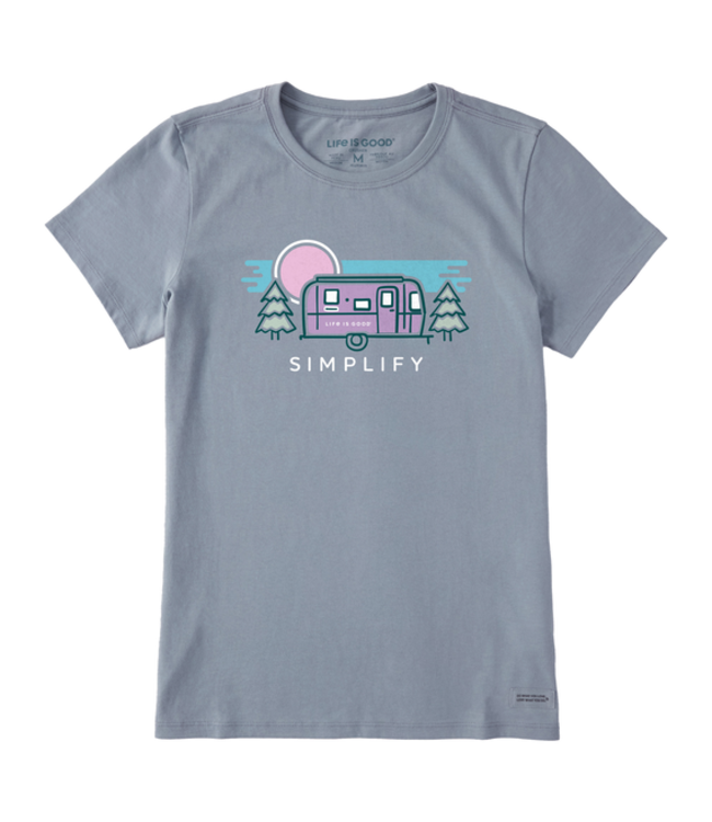 Life Is Good Womens Crusher Lite Tee Simplify Camper Stone Blue