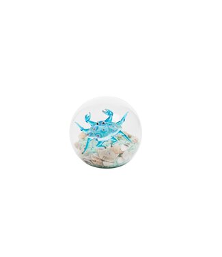 Beachcombers Coastal GLASS CRAB BALL WITH SAND AND SHELLS 3.14inL X 3.54inW X 2.95inH