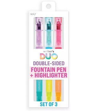 Ooly DUO DOUBLE-ENDED FOUNTAIN PENS + HIGHLIGHTERS (SET OF 3)