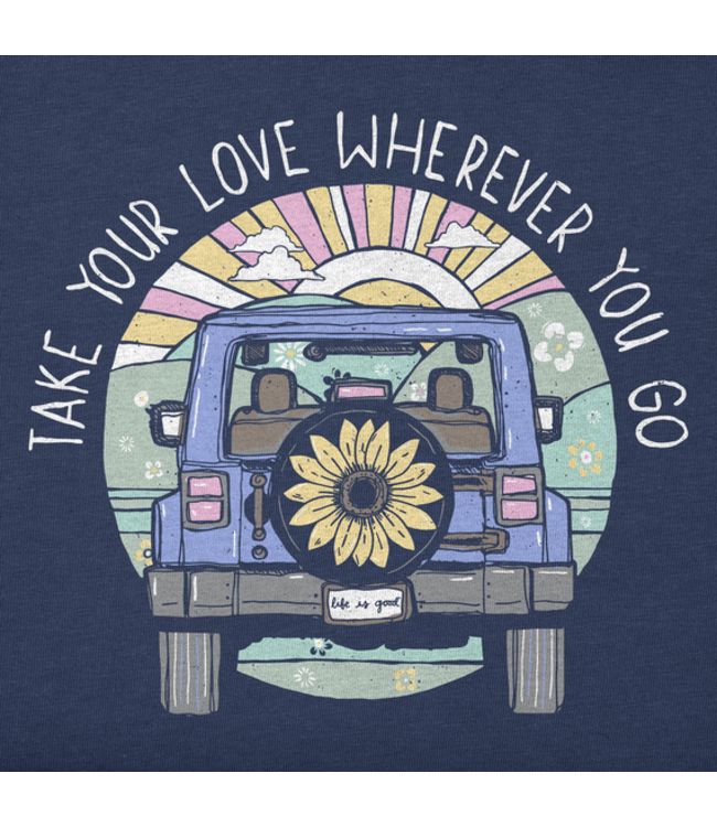 Life Is Good Womens Crusher Tee Take Your Love 4x4 Darkest Blue