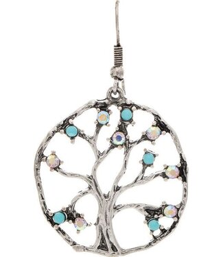 Rain Jewelry Silver Blue Aurora Borealis Crystal Organic Tree Earring