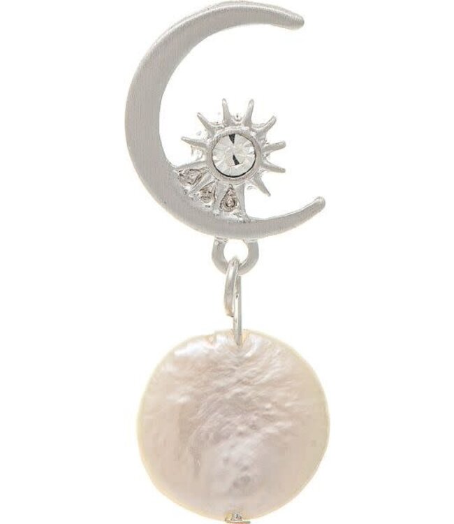 Rain Jewelry Silver Star Moon Fresh Water Pearl Post Earring