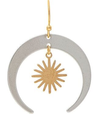 Rain Jewelry Two Tone Sun Charm Crescent Earring