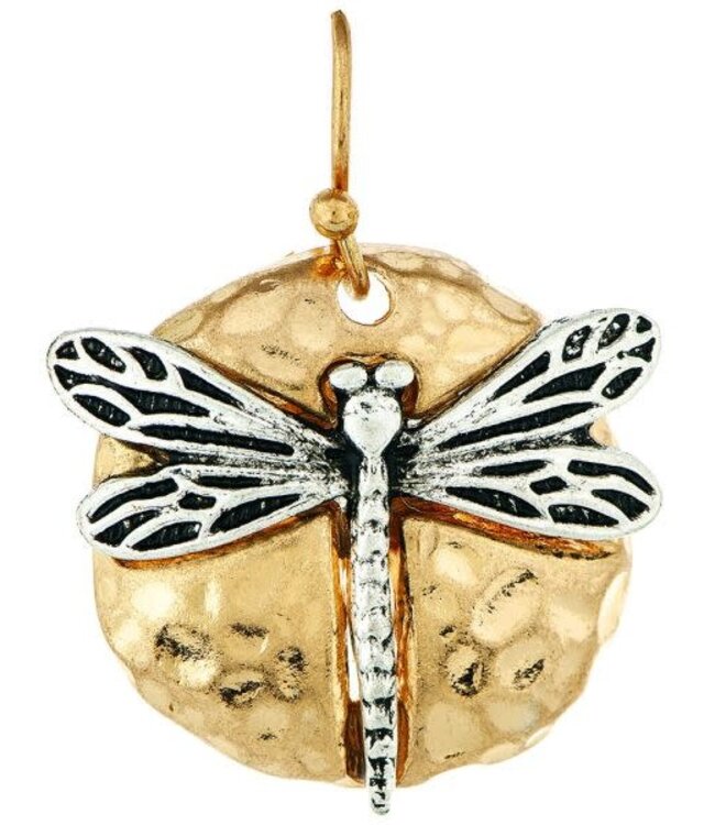 Rain Jewelry Two Tone Floating Dragonfly Earring