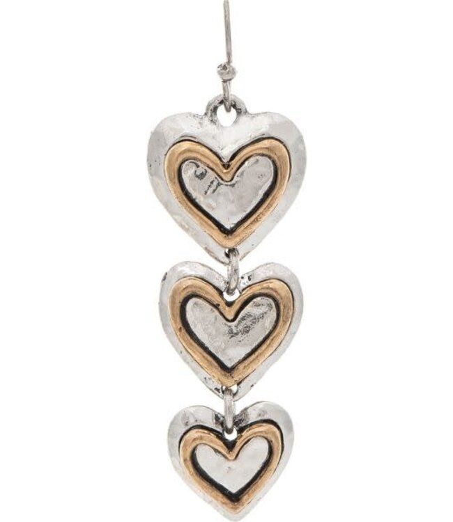 Rain Jewelry Two Tone Triple Framed Hearts Earring