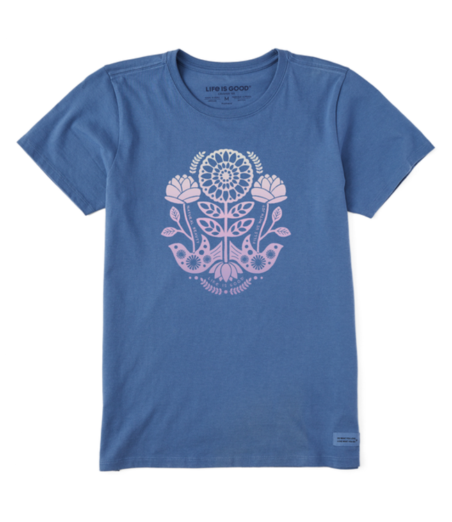 Life Is Good Womens Crusher Tee Nordic Mirror Nature Vintage Blue