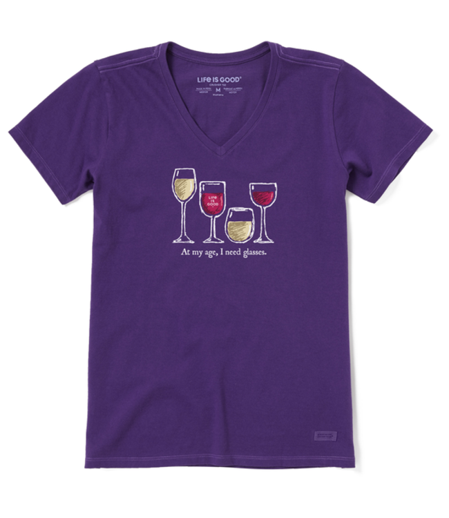 Life Is Good Womens Crusher LITE V I Need Wine Glasses Deep Purple