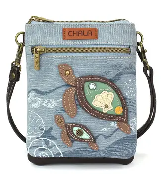Chala Handbags Double Pocket Xbody Turtle indigo