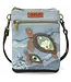 Chala Handbags Double Pocket Xbody Turtle indigo