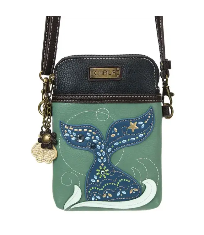 Chala Handbags Dazzled Cell Phone Cross Body Mermaid Teal