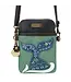 Chala Handbags Dazzled Cell Phone Cross Body Mermaid Teal