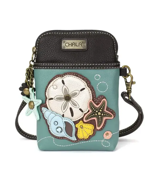 Chala Handbags CellPhone Xbody Sand Dollar Teal