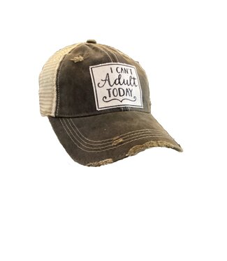 Vintage Life Hats Black Distressed Mesh Back Cap I Cant Adult Today