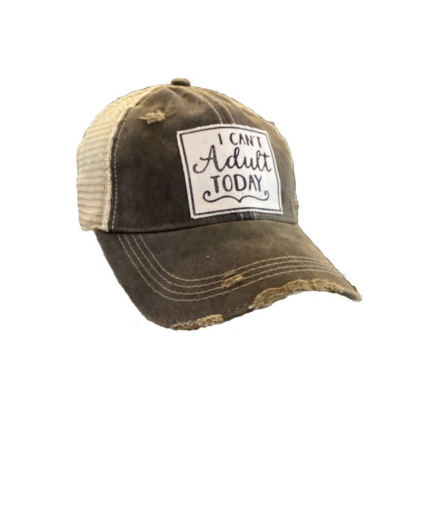 Vintage Life Hats Black Distressed Mesh Back Cap I Cant Adult Today