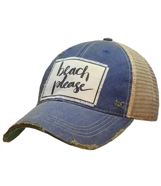 Vintage Life Hats Royal Blue Distressed Mesh Back Cap Beach Please