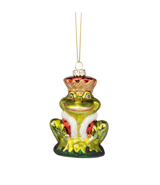 Silver Tree Glass frog prince ornament 4.5 in