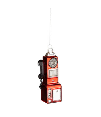 Silver Tree Glass vintage pay phone ornament red black and silver 4.5 in