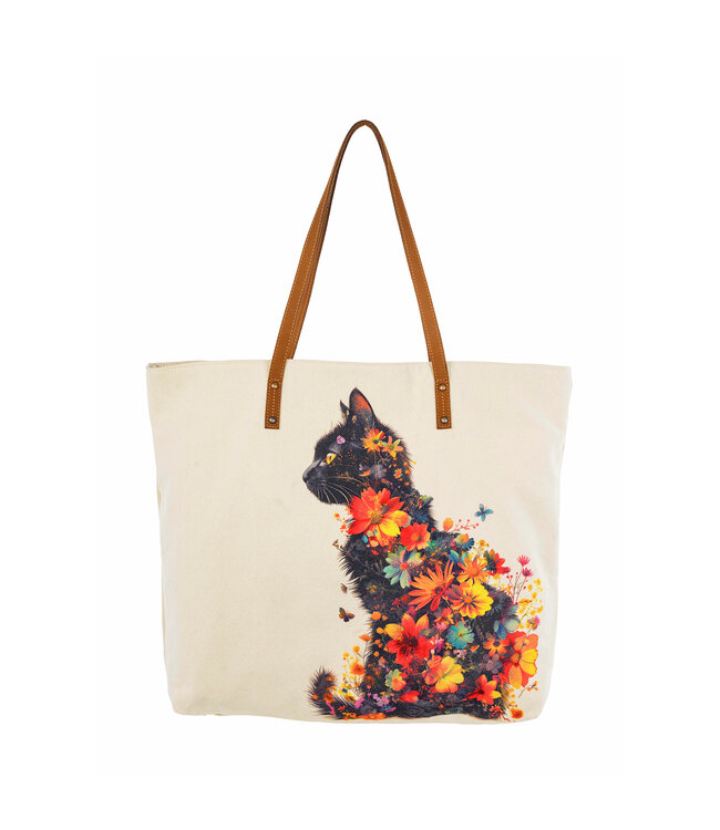 Cottn Curls Floral Feline Tote