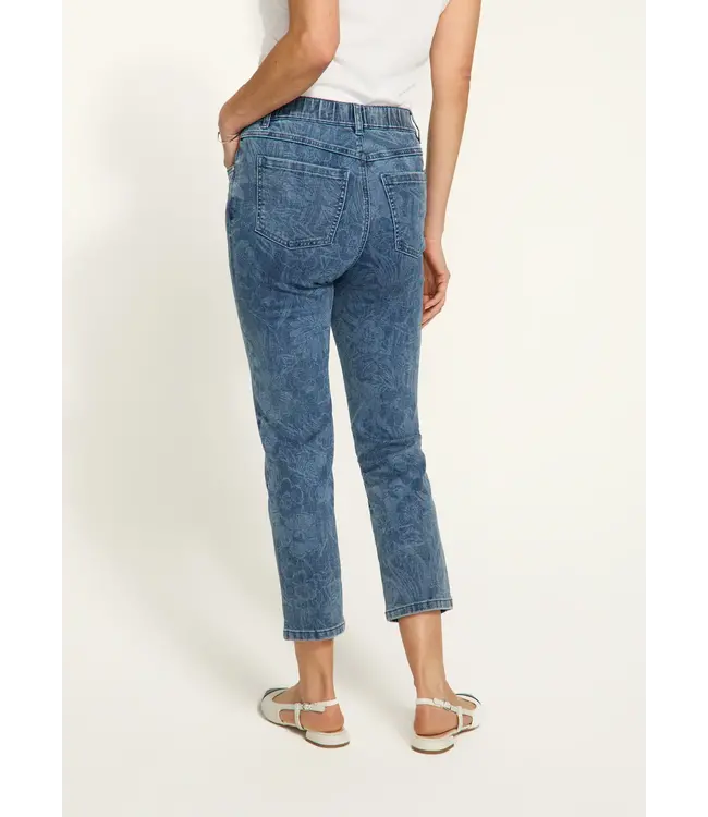 French Dressing Printed Pull On Straight Crop Floral Jacqaurd